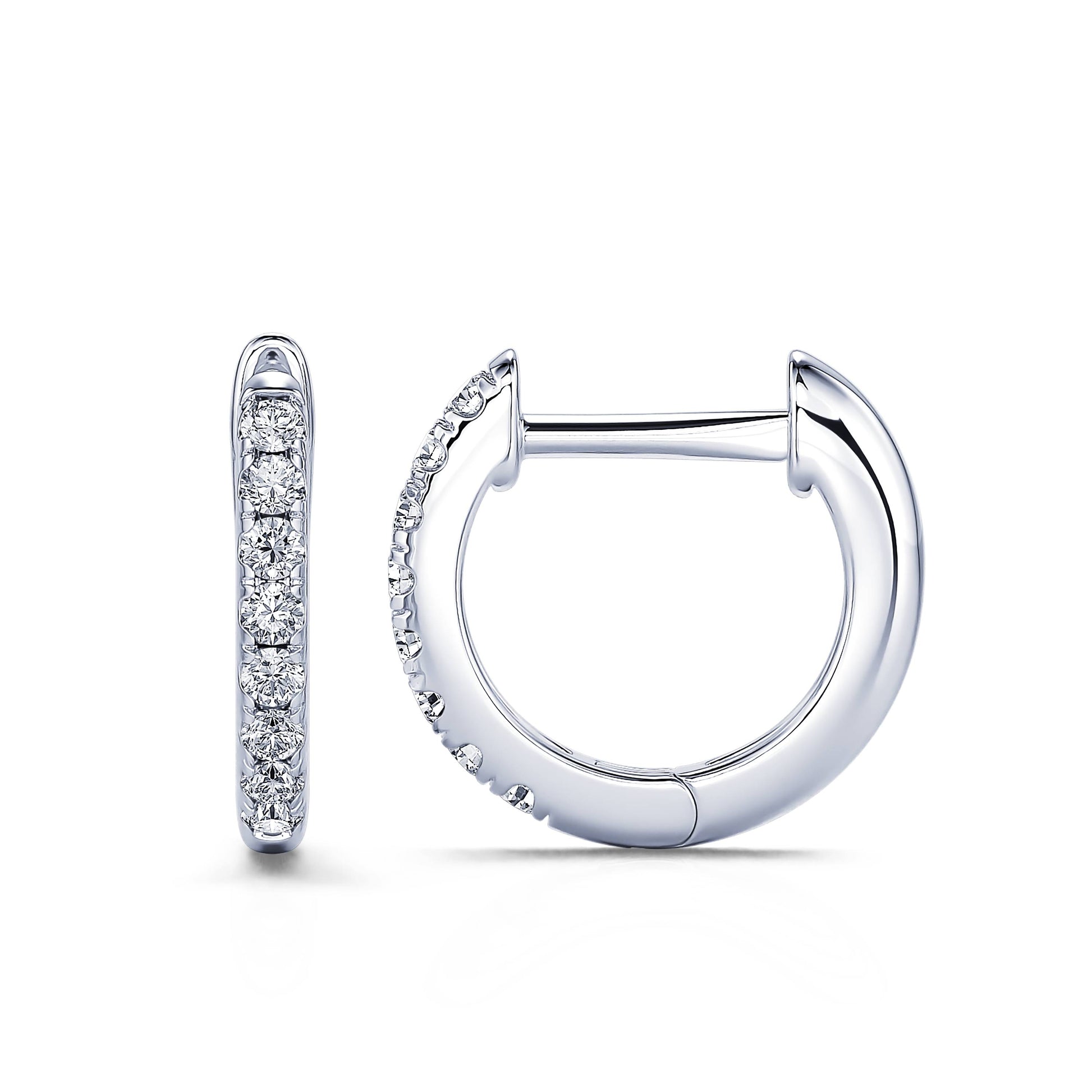 Créoles or blanc et diamant de synthèse Elia Lab 3