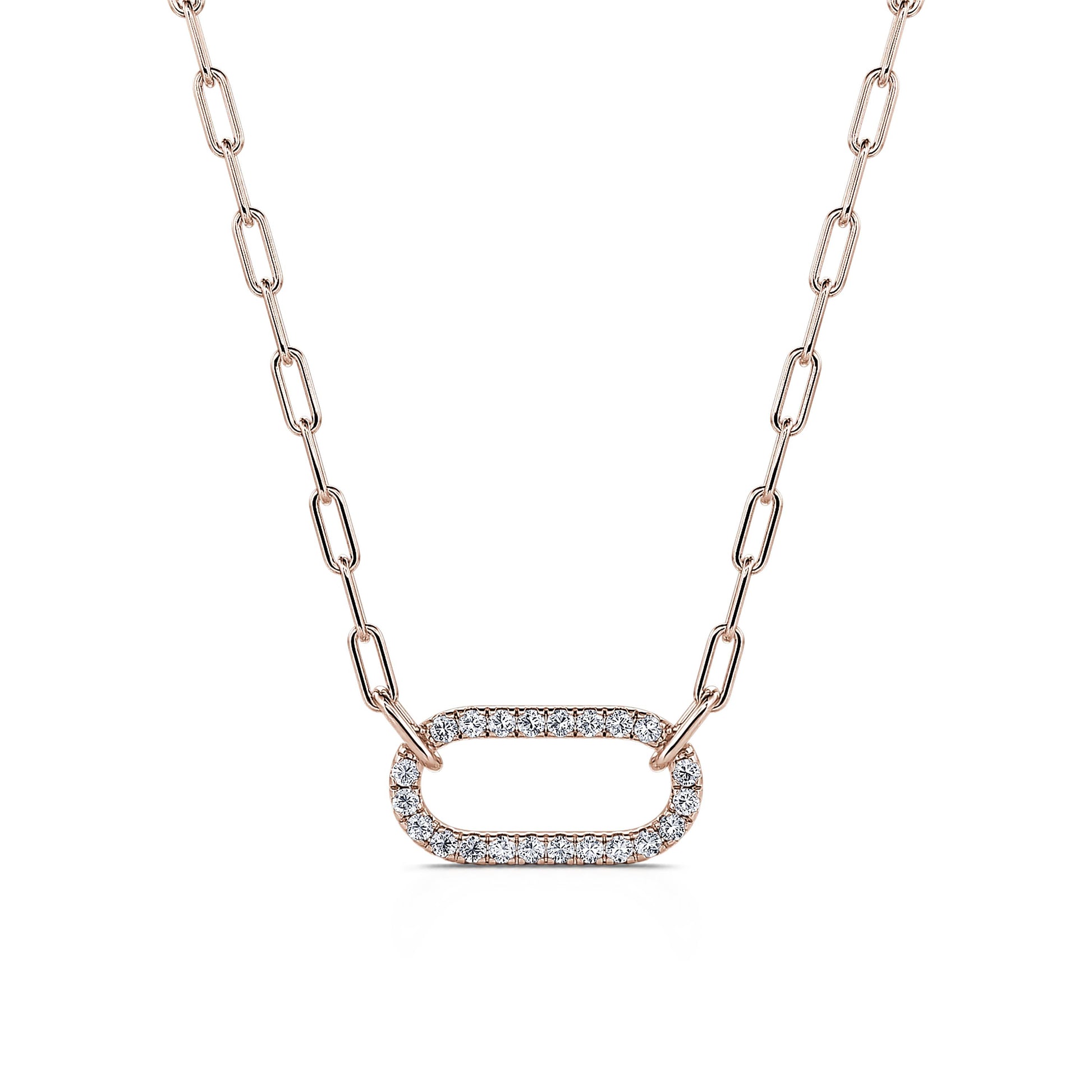 Collier chaîne un maillon ovale serti or rose Amélie 1