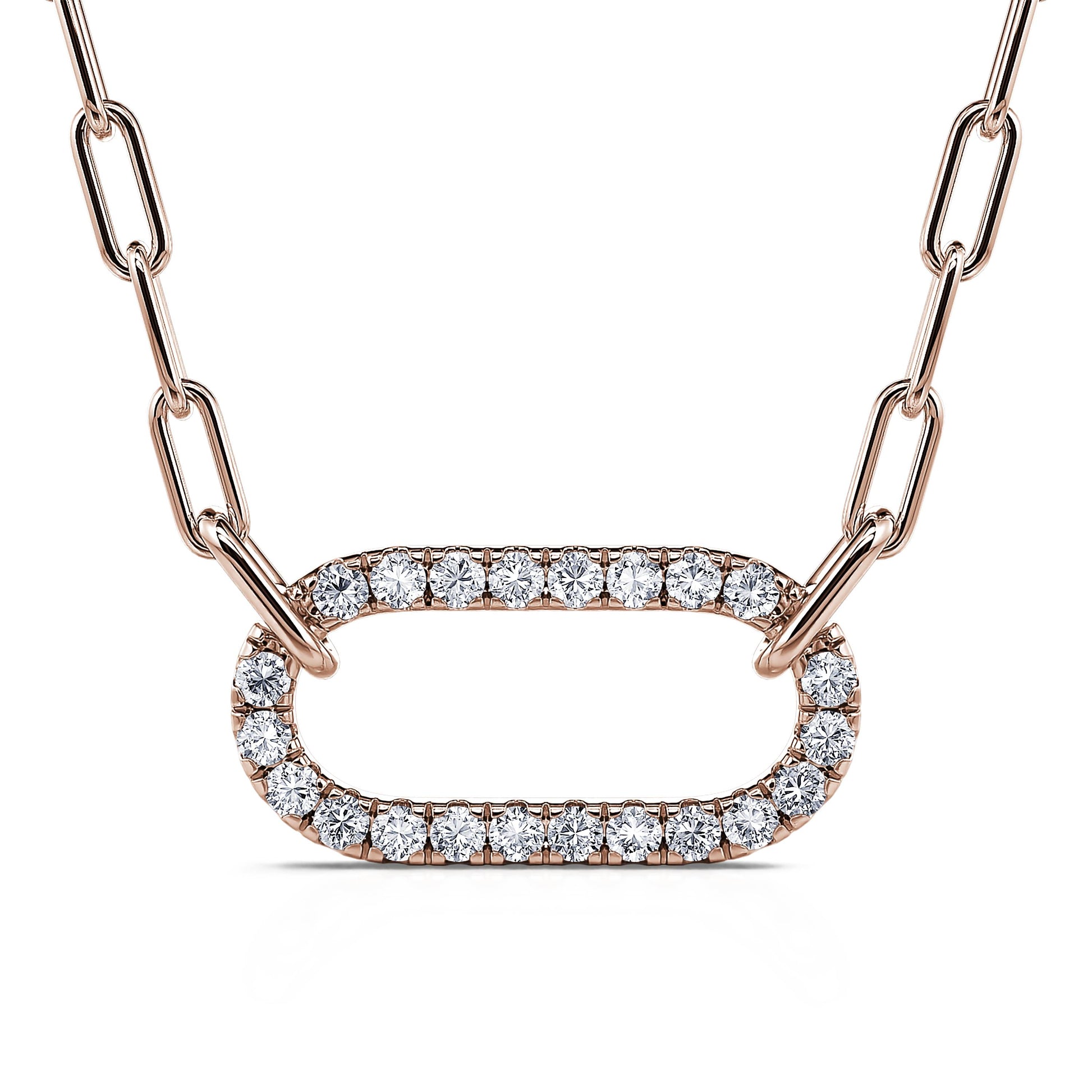 Collier chaîne un maillon ovale serti or rose Amélie 2