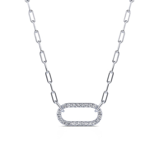 Amélie - Collier chaîne un maillon ovale serti or blanc #1