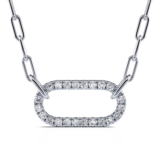Amélie - Collier chaîne un maillon ovale serti or blanc #2