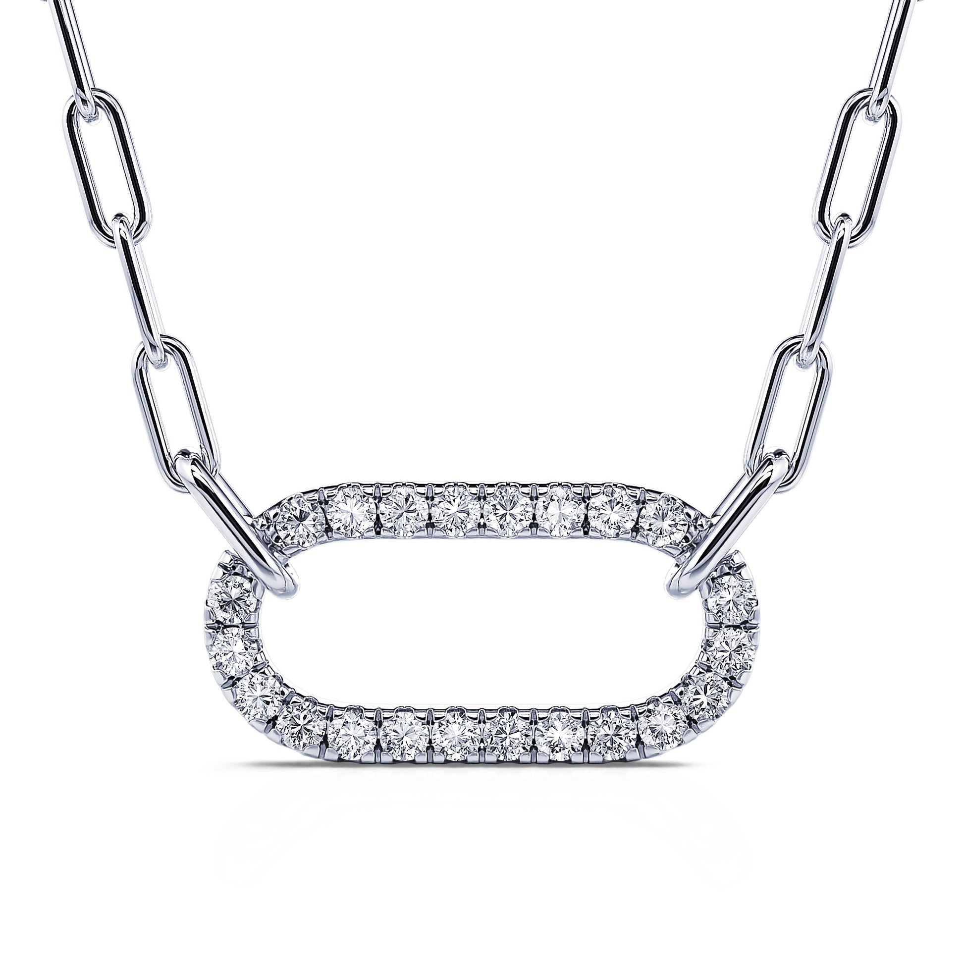 Collier chaîne un maillon ovale serti or blanc Amélie 2