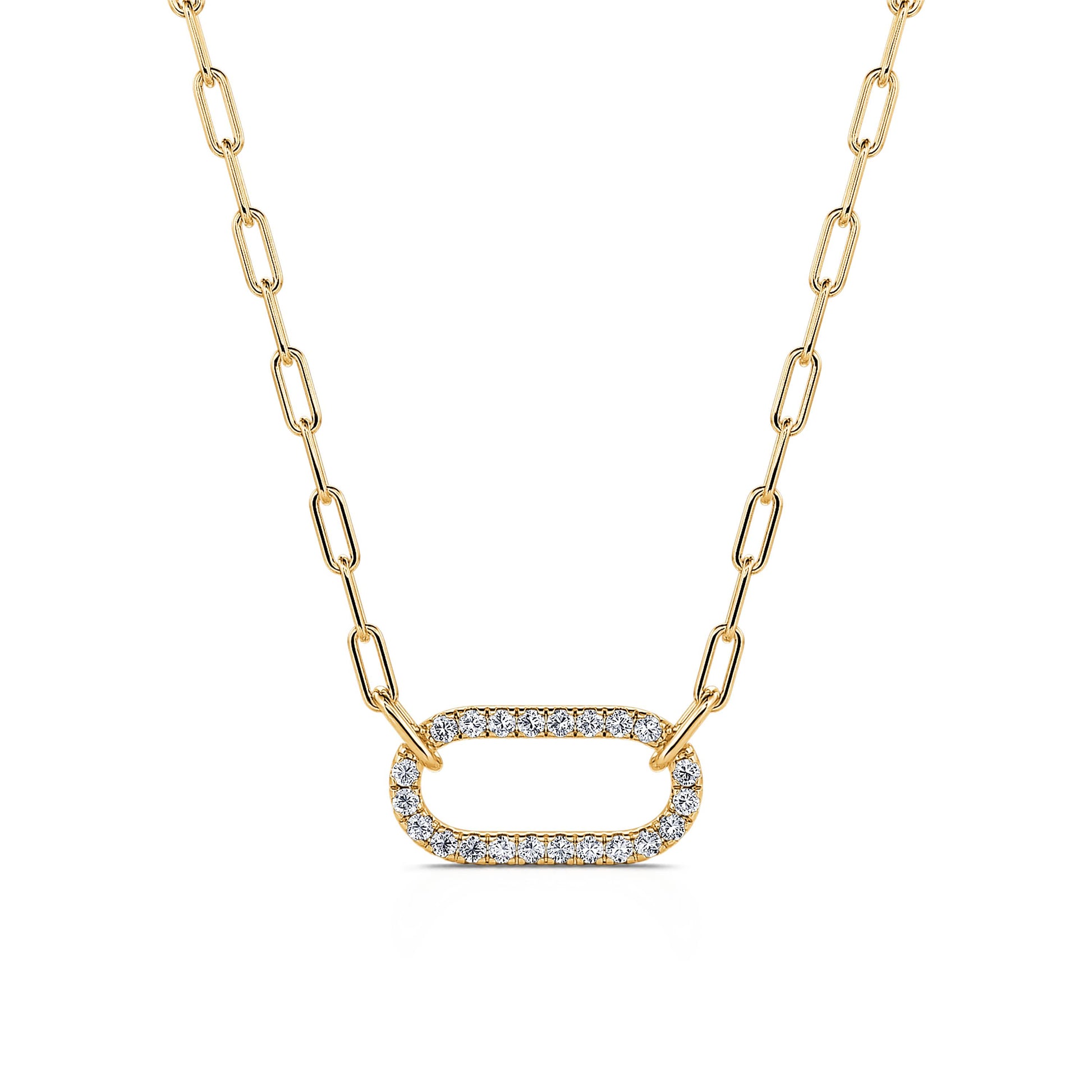 Collier chaîne un maillon ovale serti or jaune Amélie 1