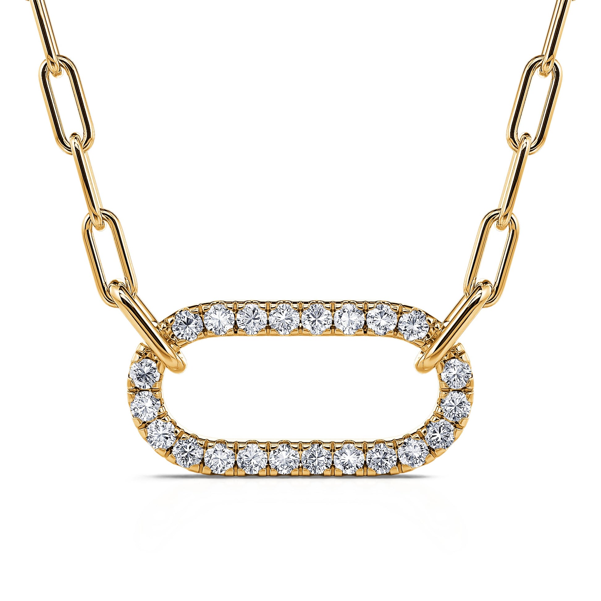 Collier chaîne un maillon ovale serti or jaune Amélie 2