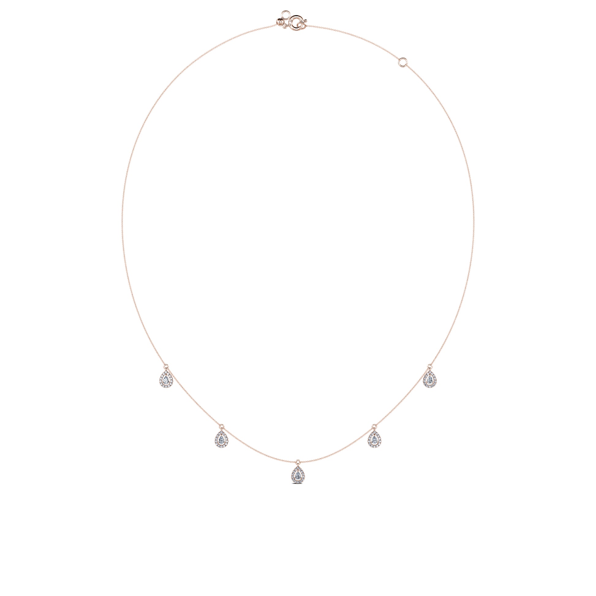 Collier or rose multi diamants poire avec halo  Dara 3