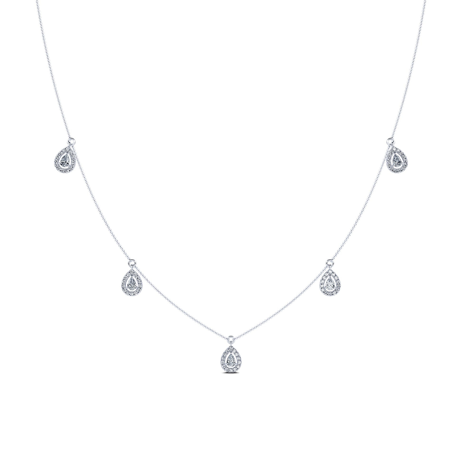 Collier or blanc multi diamants poire avec halo  Dara 2