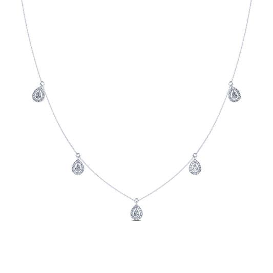 Dara&nbsp;-&nbsp;Collier or blanc multi diamants poire avec halo  #2