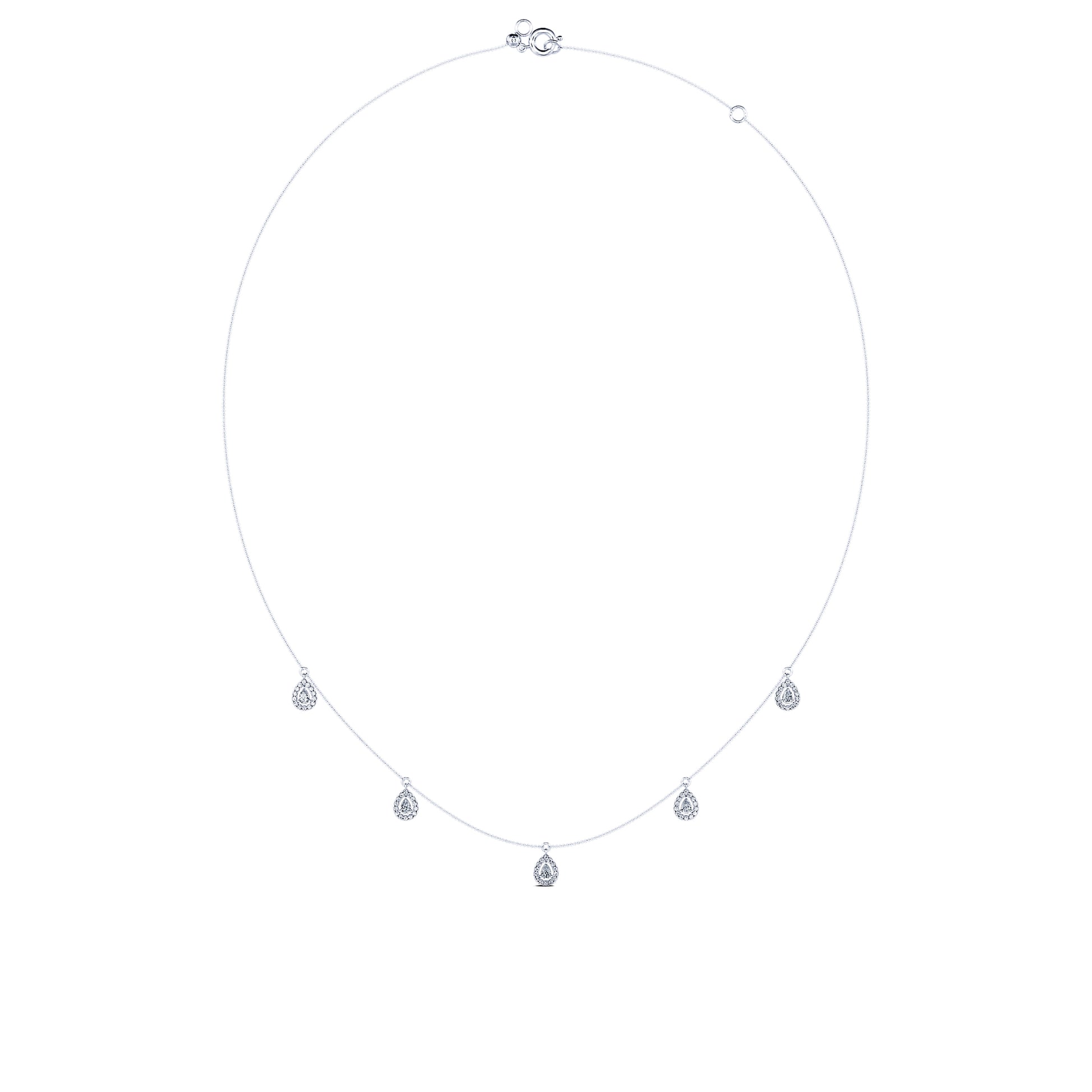 Collier or blanc multi diamants poire avec halo  Dara 3