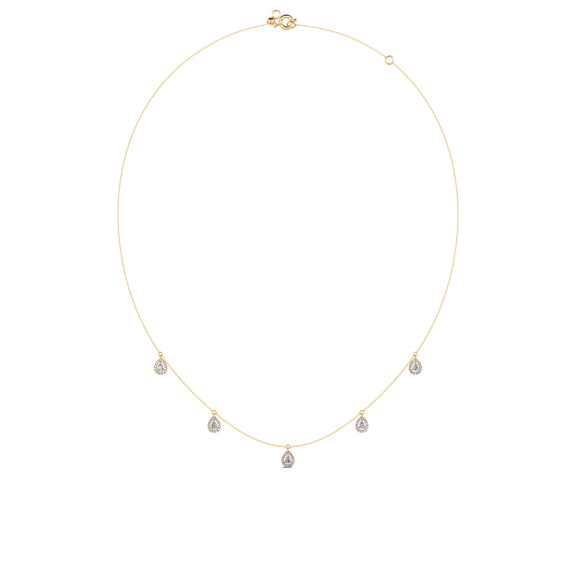 Collier or jaune multi diamants poire avec halo  Dara 3