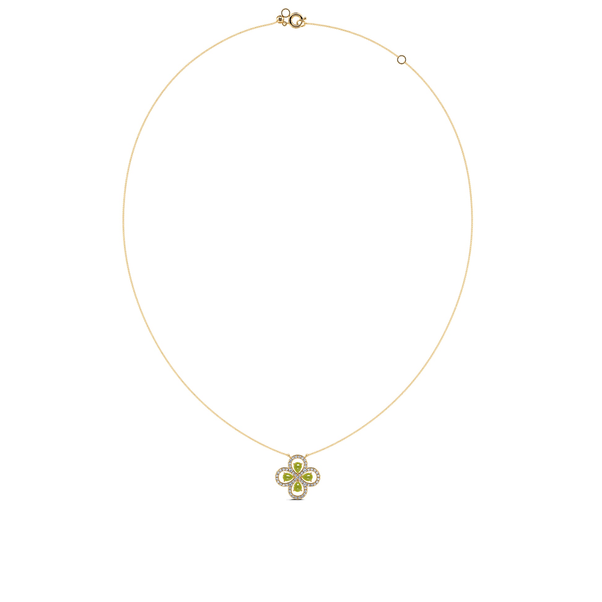 Collier trèfle diamants et tourmaline verte Yoly 3