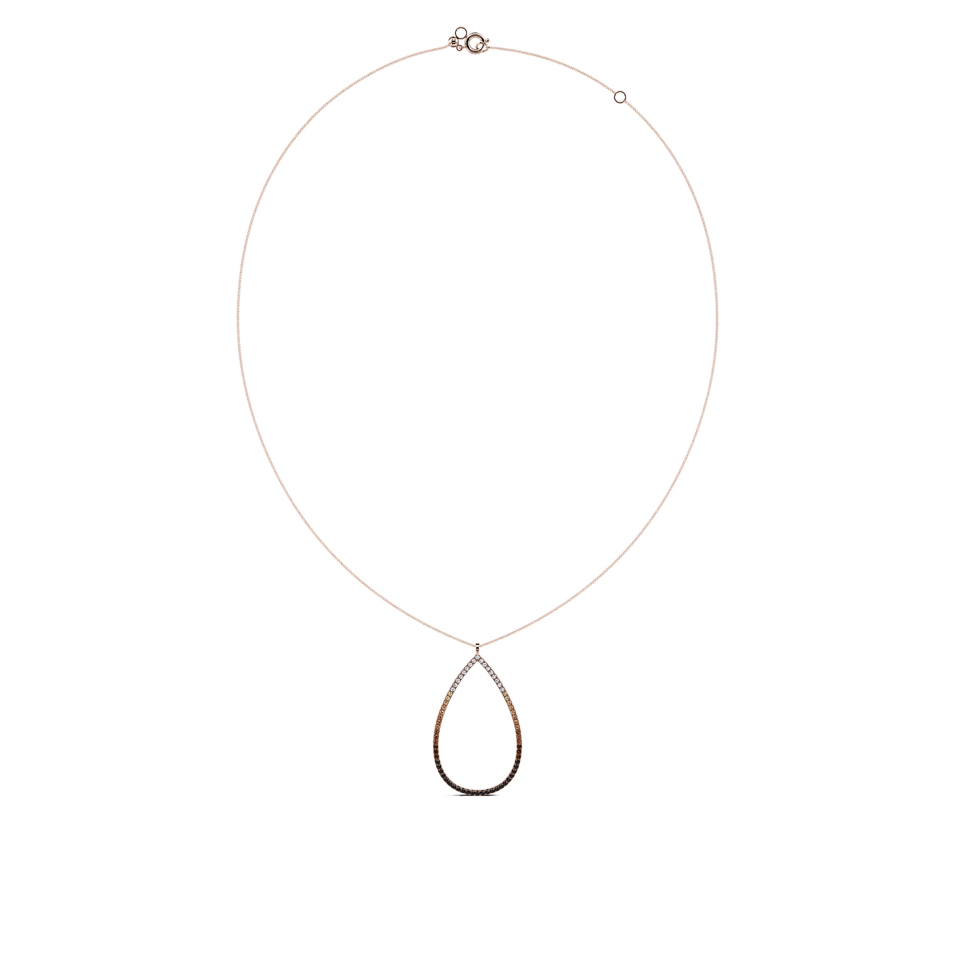 Collier or rose pendentif poire diamants dégradés  Loïs 3