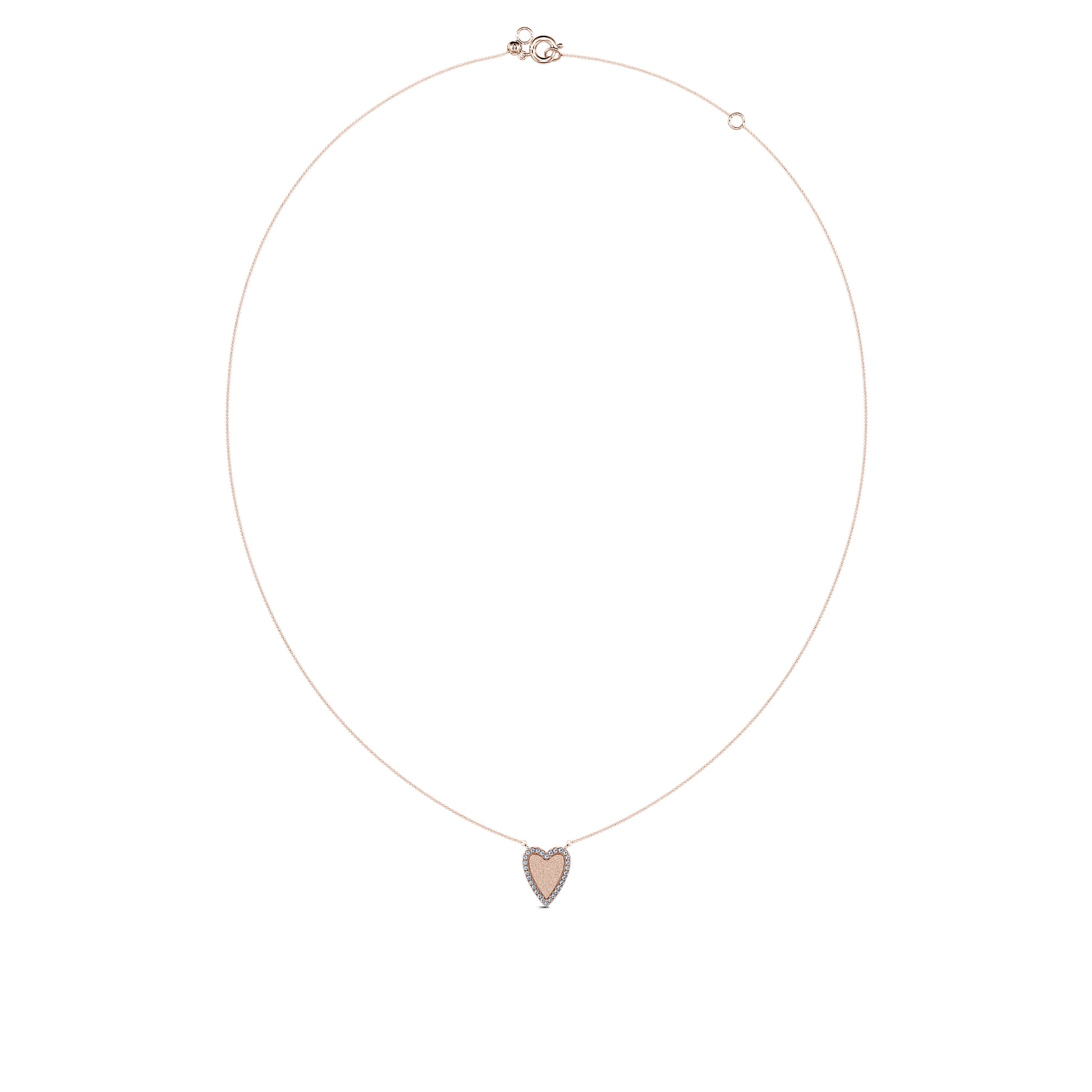 Collier diamant coeur interieur mat or rose Loy 3