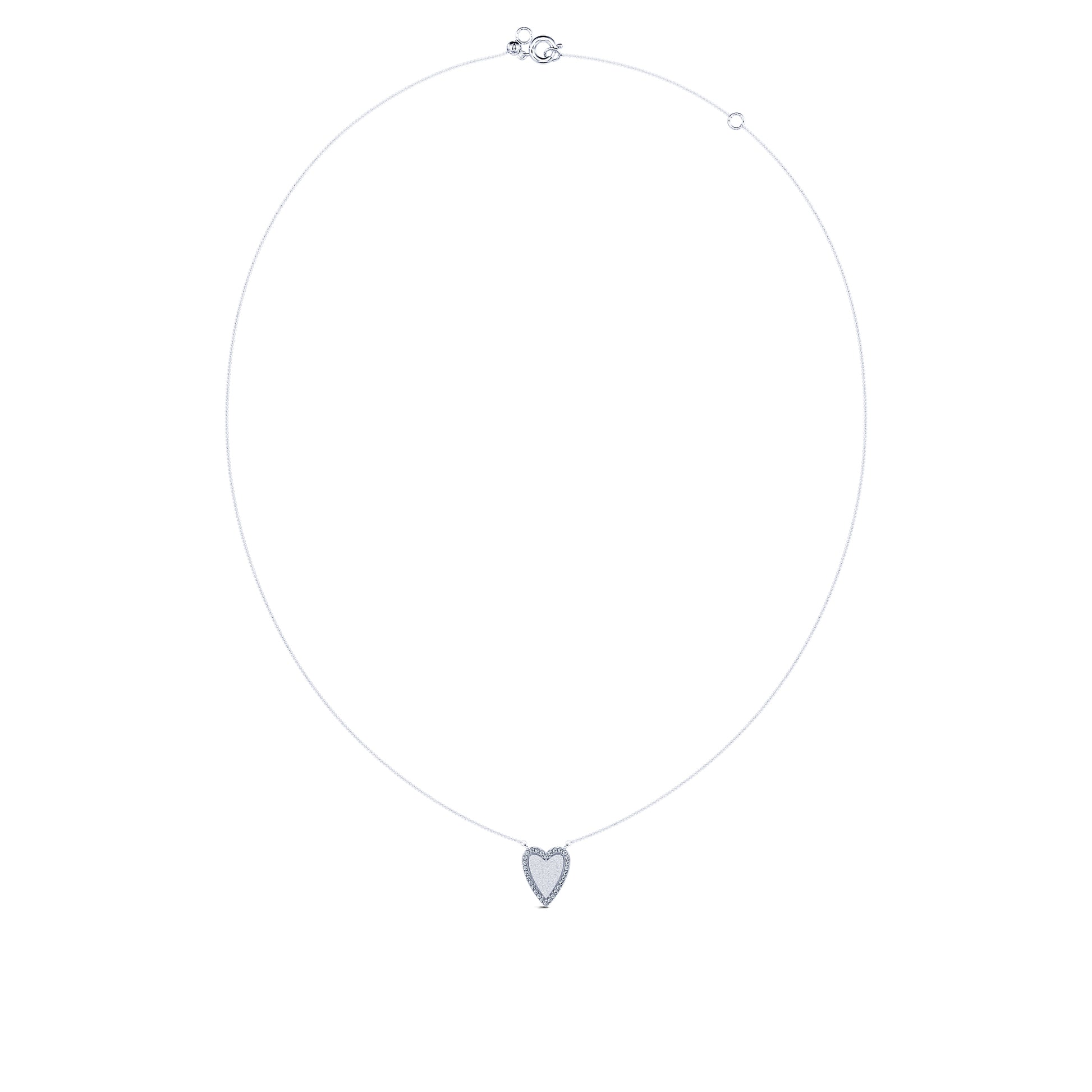 Collier diamant coeur interieur mat or blanc Loy 3