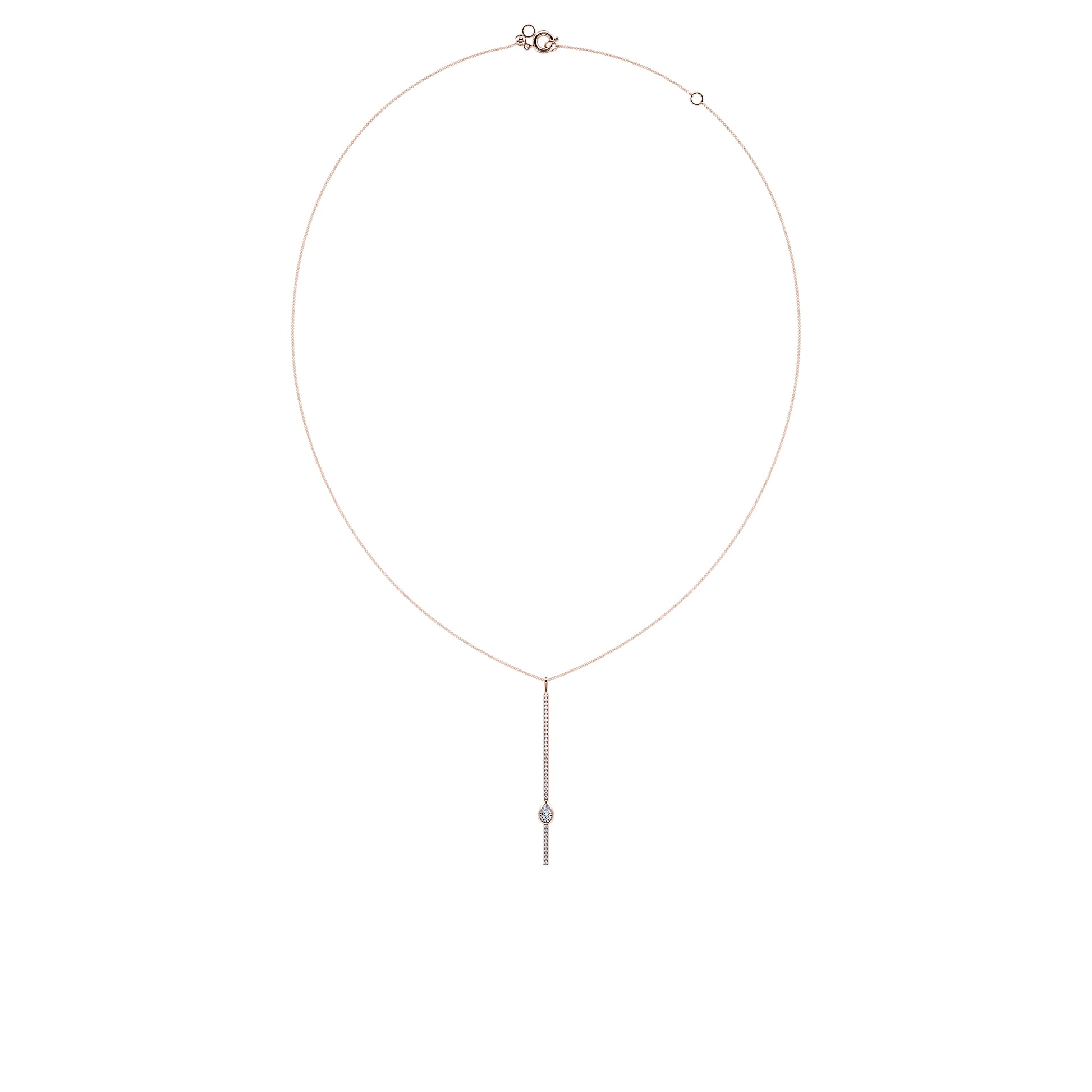 Collier cravate barrette diamant et diamant poire en or rose Sky 3