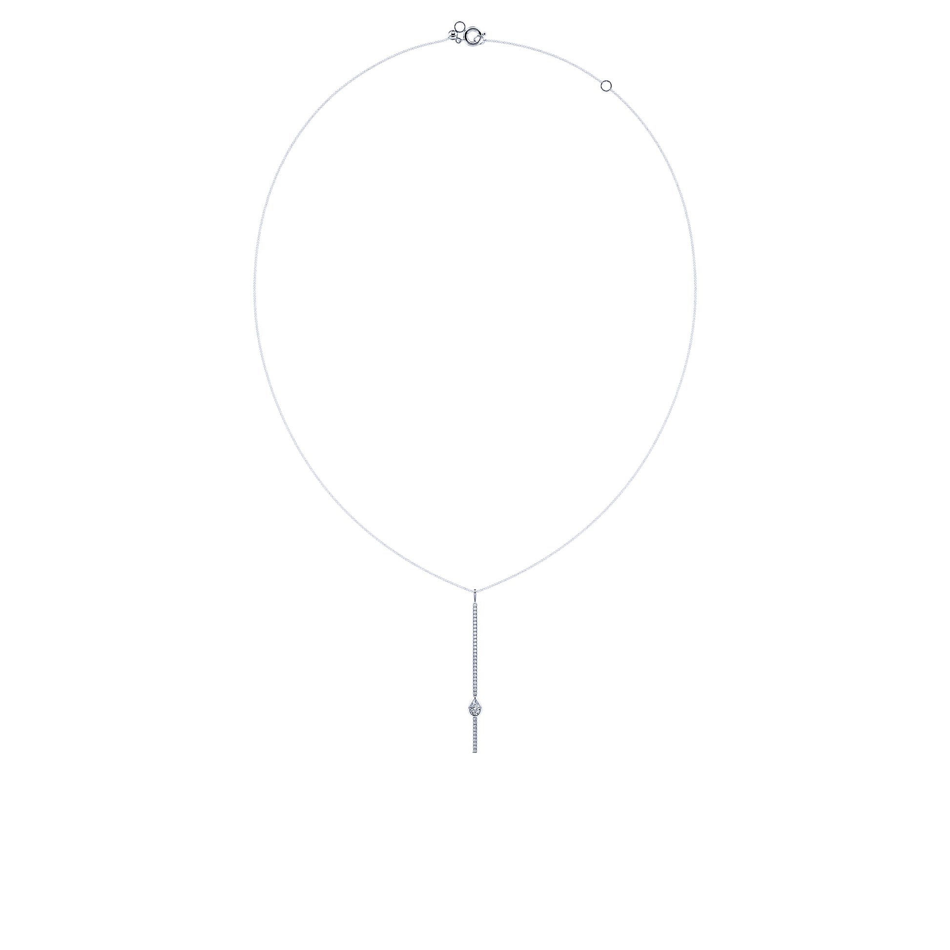 Collier cravate barrette diamant et diamant poire en or blanc Sky 3