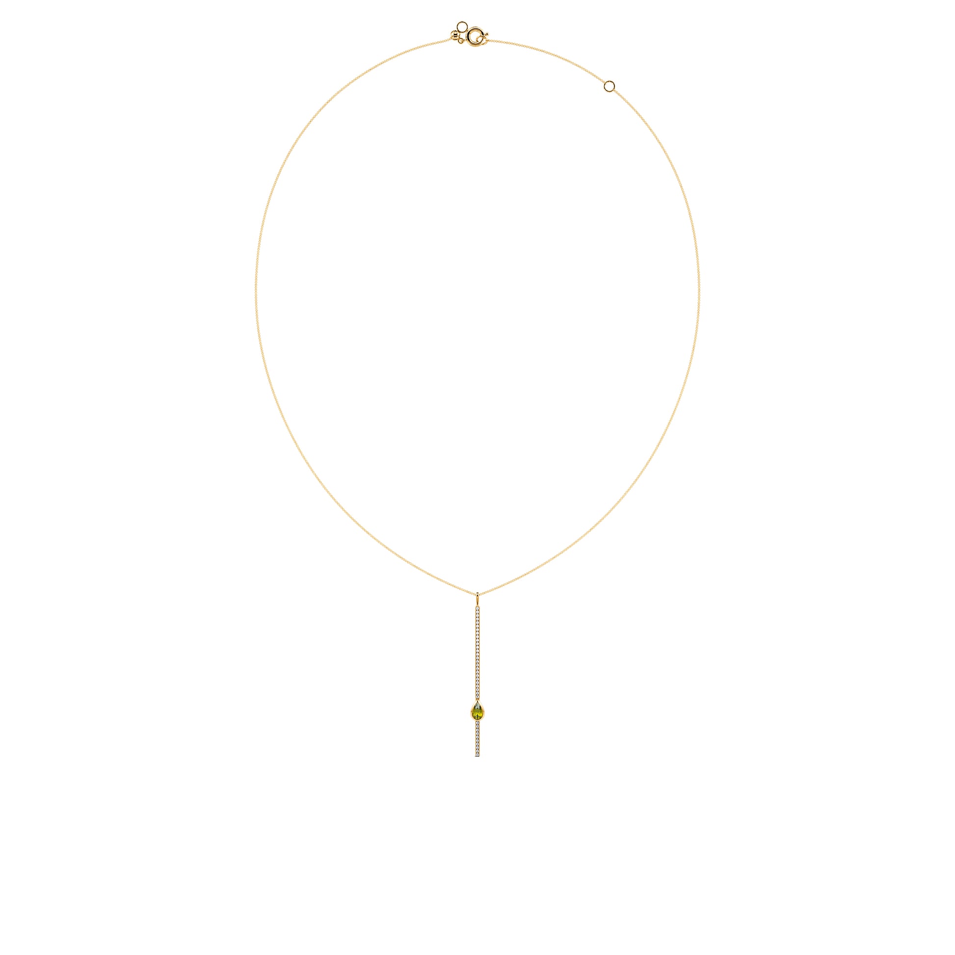 Collier barrette diamant or jaune et tourmaline forme poire Sky 3