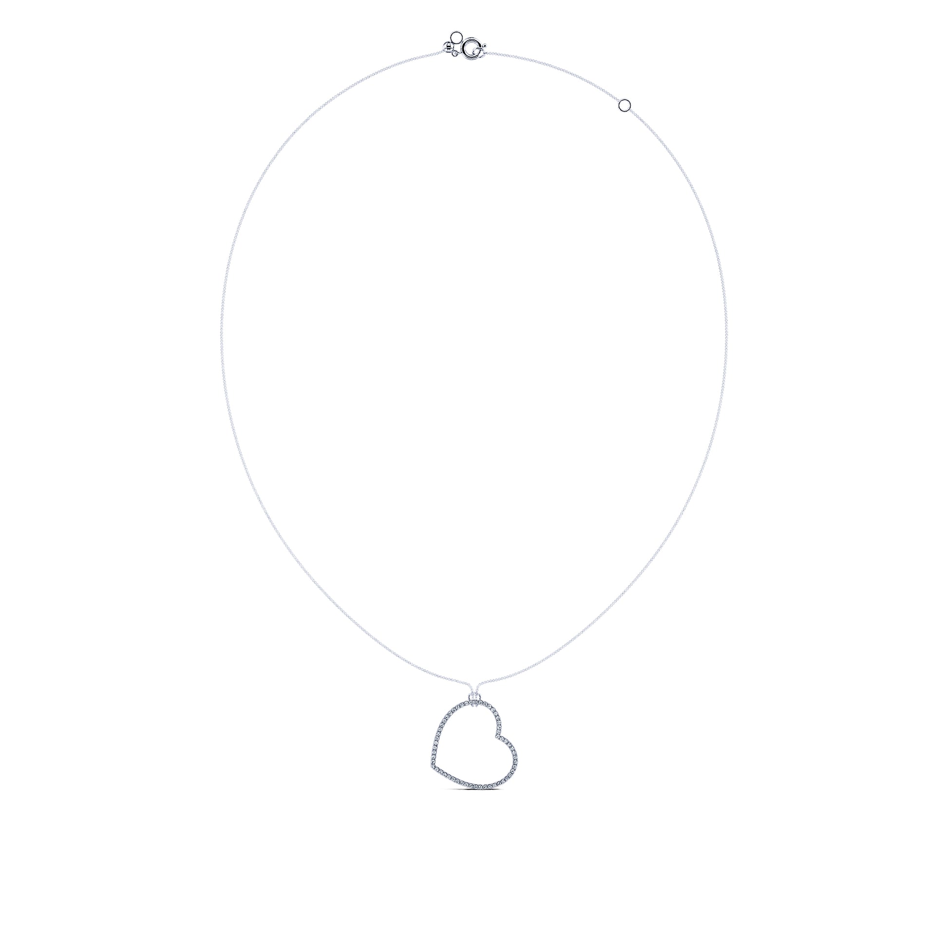 Pendentif coeur suspendu diamant or blanc Kiara 3