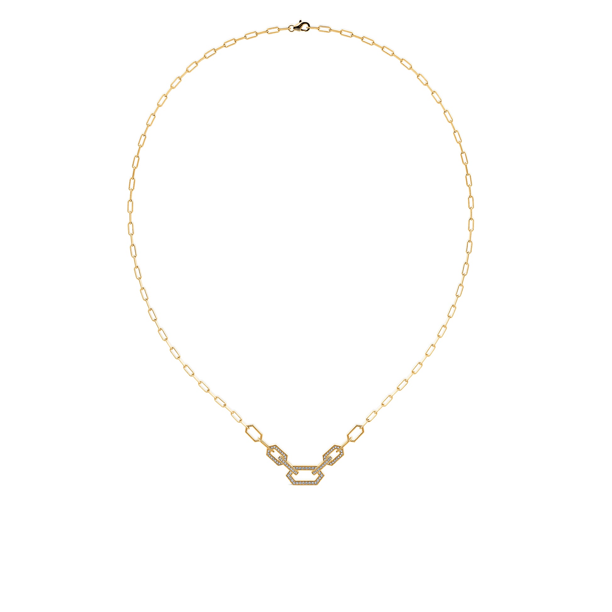 Collier chaîne trois maillons serti or jaune Adele 3