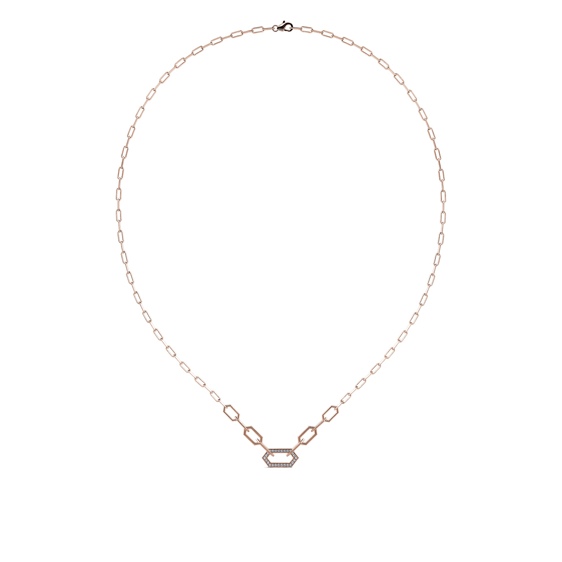 Collier chaîne un maillon serti or rose Dona 3