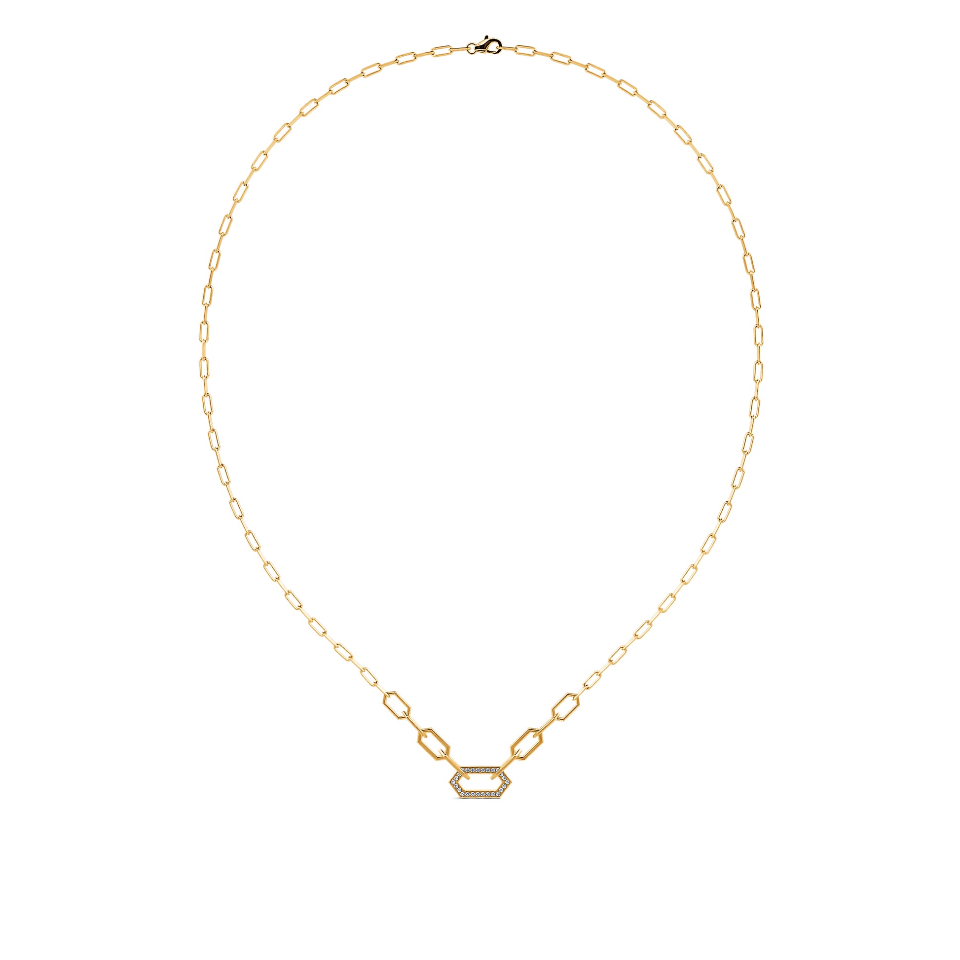 Collier chaîne un maillon serti or jaune Dona 3