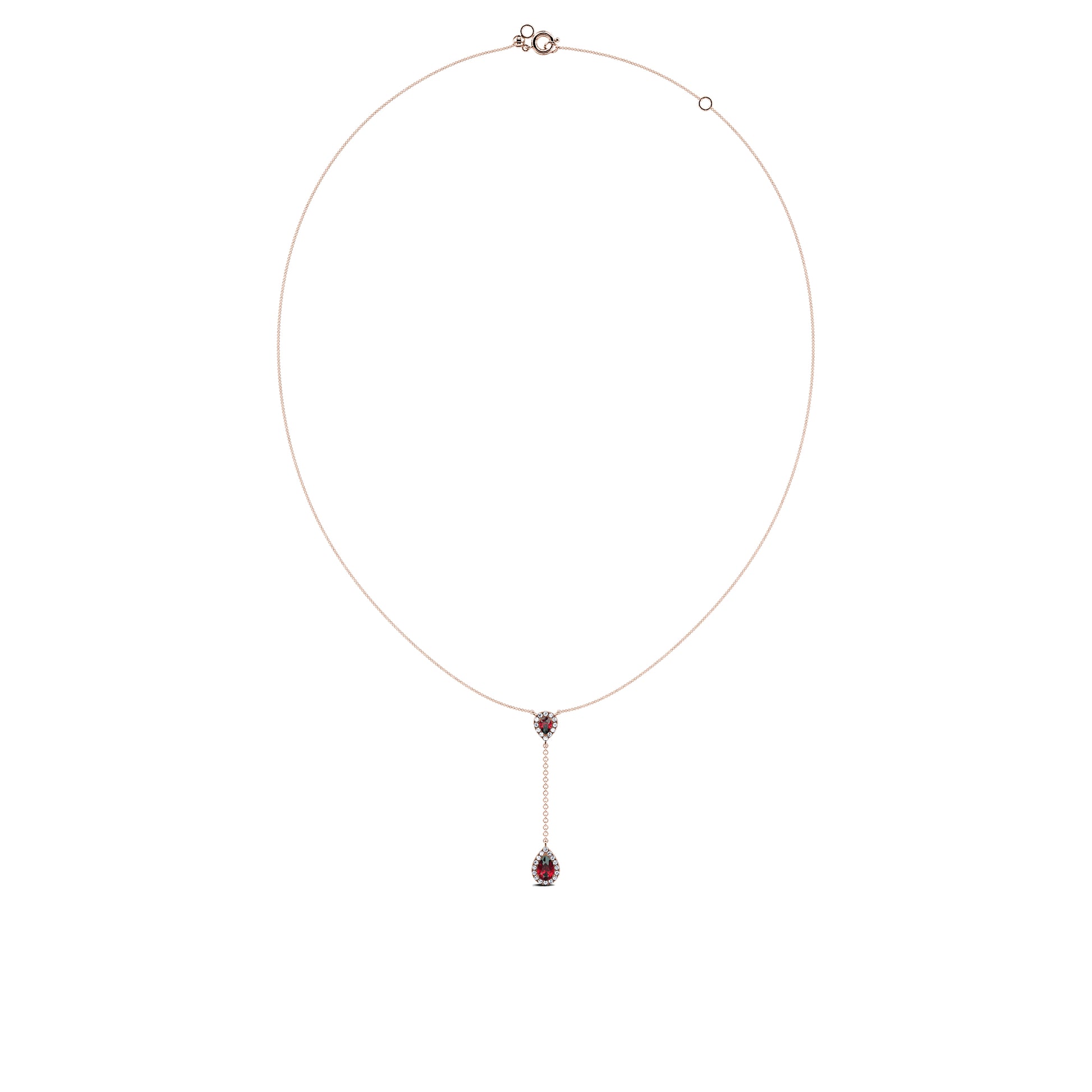 Collier cravate or rose diamants et rubis Fina 3