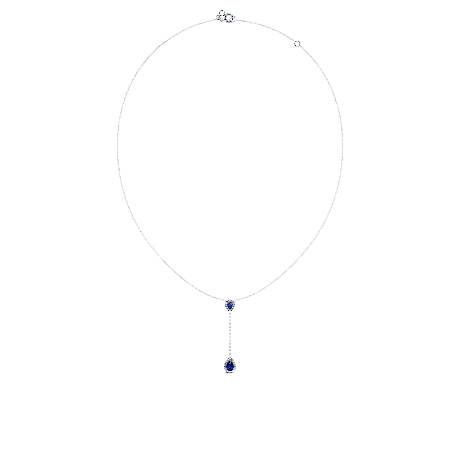 Collier cravate or blanc diamants et saphir Fina 3
