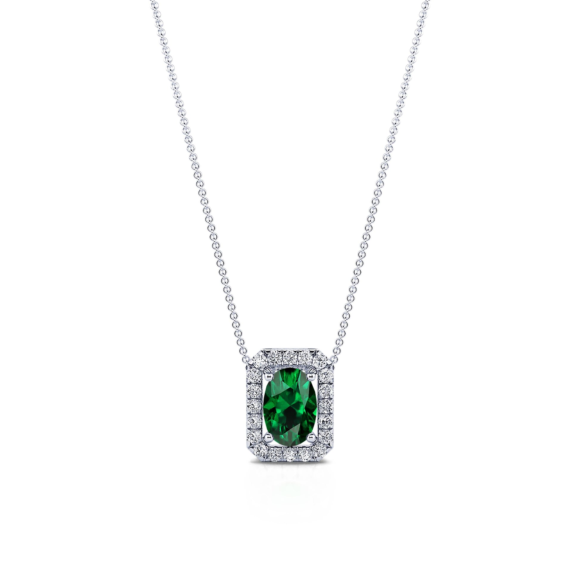 Collier or blanc diamants et emeraude Tessy 1