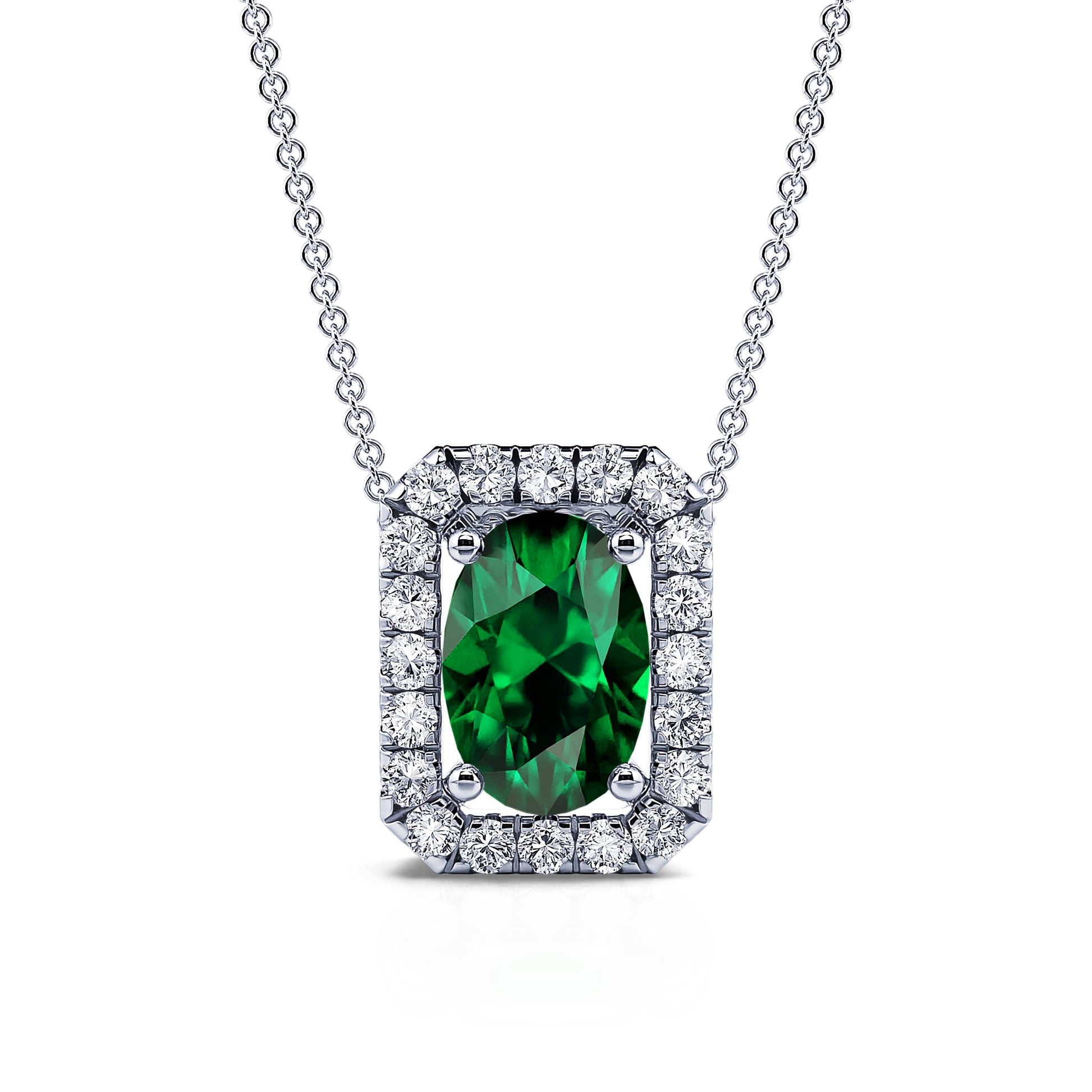 Collier or blanc diamants et emeraude Tessy 4