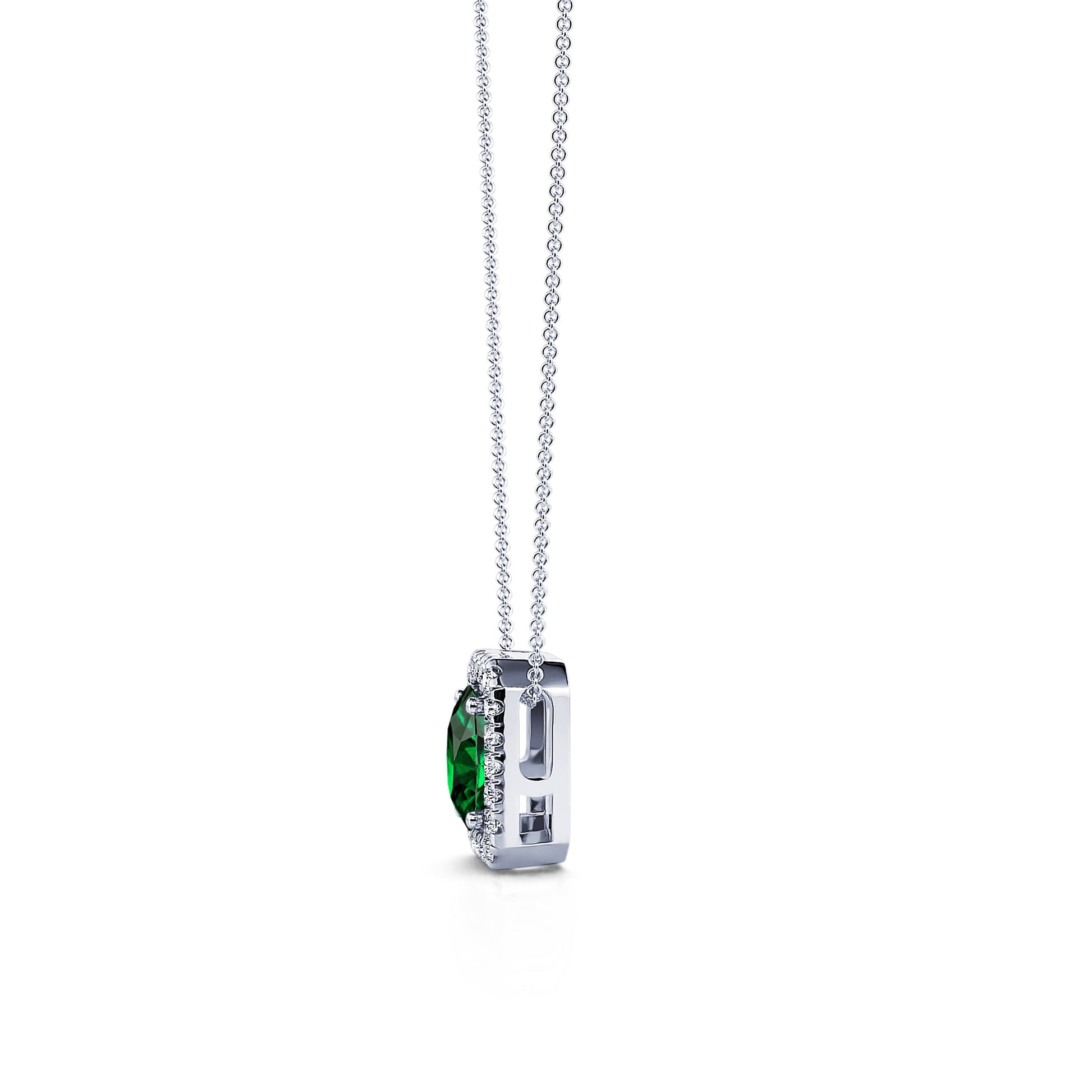 Collier or blanc diamants et emeraude Tessy 2