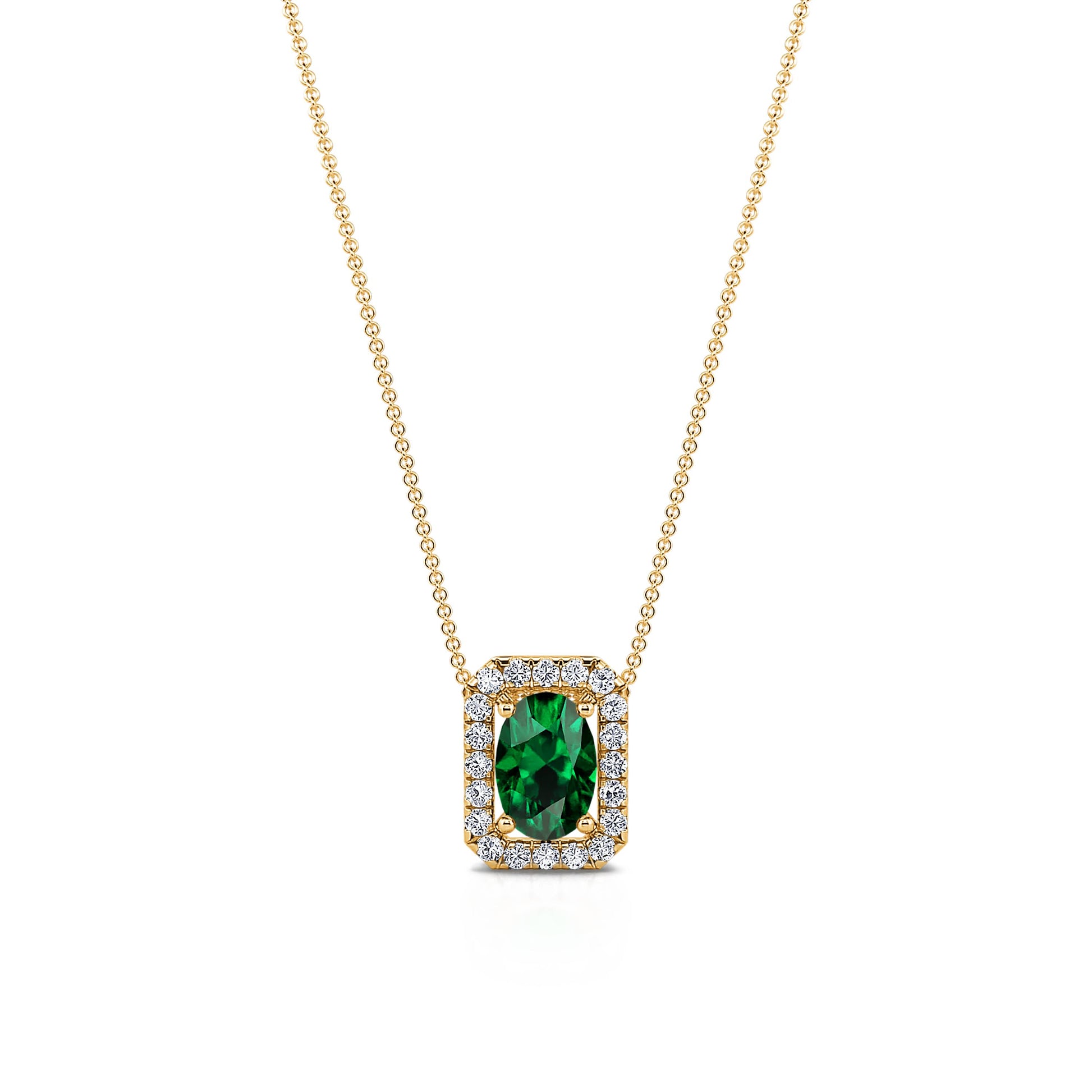 Collier or jaune diamants et emeraude Tessy 1