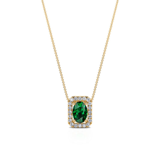 Tessy&nbsp;-&nbsp;Collier or jaune diamants et emeraude #1