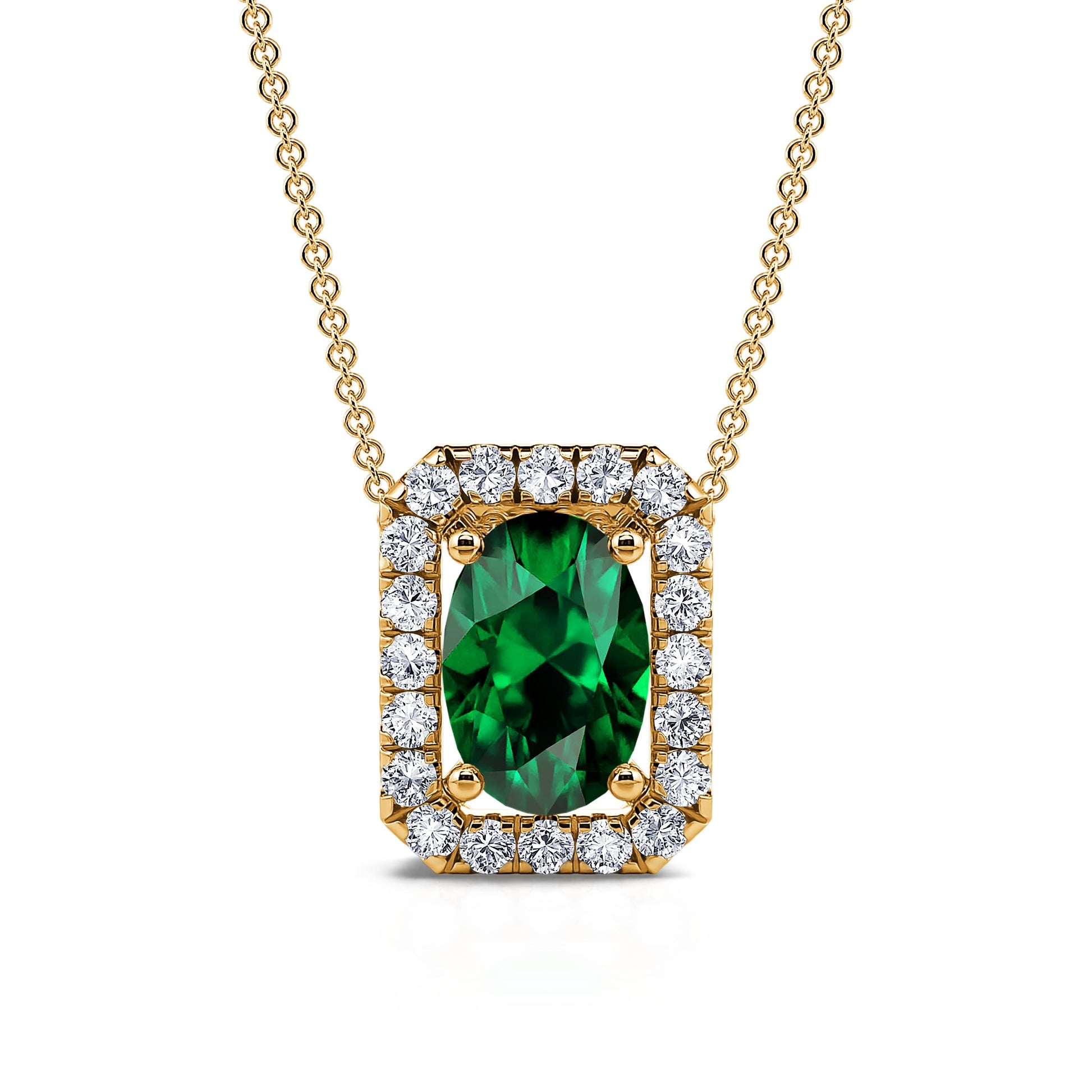 Collier or jaune diamants et emeraude Tessy 4