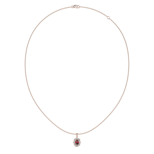 Charlotte - collier or rose rubis et halo de diamant #2