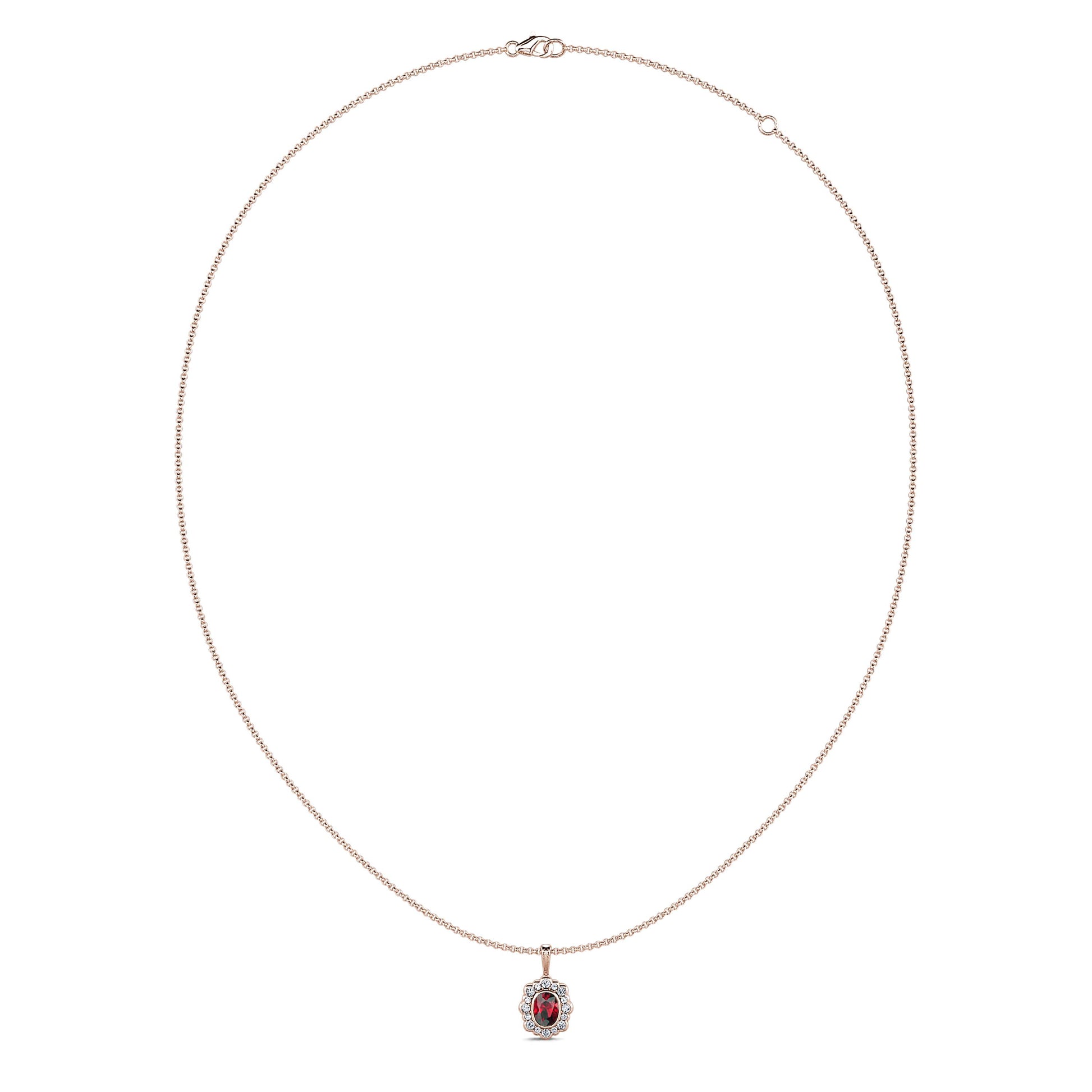collier or rose rubis et halo de diamant Charlotte 2