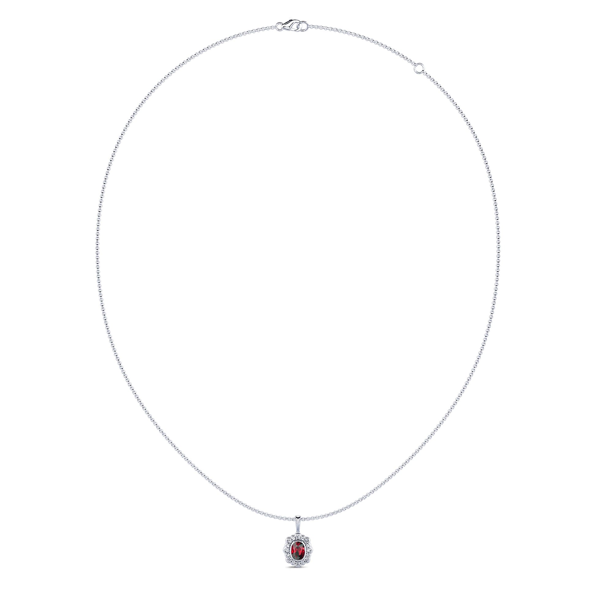 Collier or blanc rubis et halo de diamant Charlotte 2
