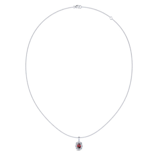 Charlotte&nbsp;-&nbsp;Collier or blanc rubis et halo de diamant #2