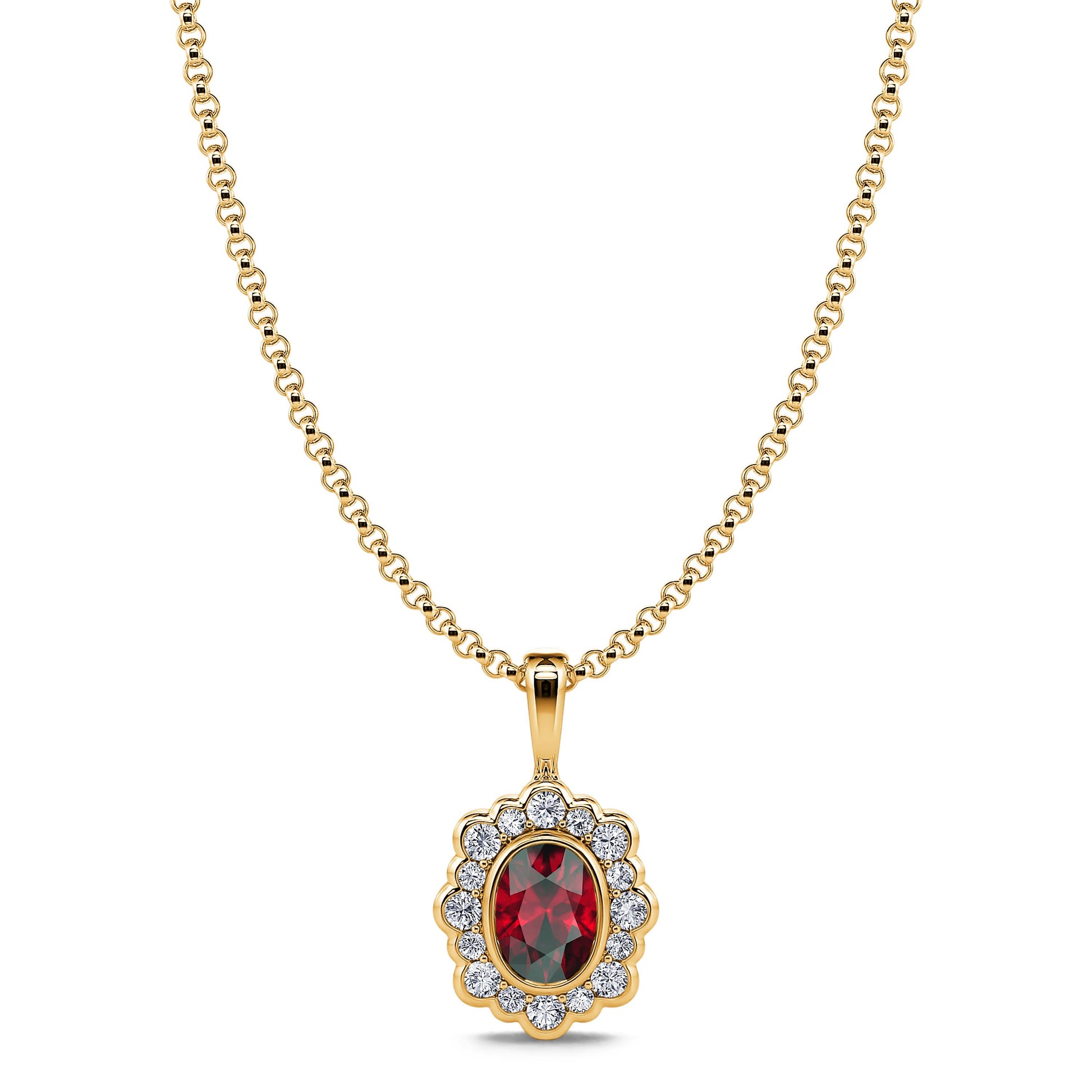 Collier or jaune rubis et halo de diamant Charlotte 1