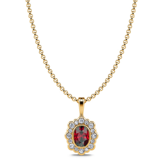 Charlotte&nbsp;-&nbsp;Collier or jaune rubis et halo de diamant #1