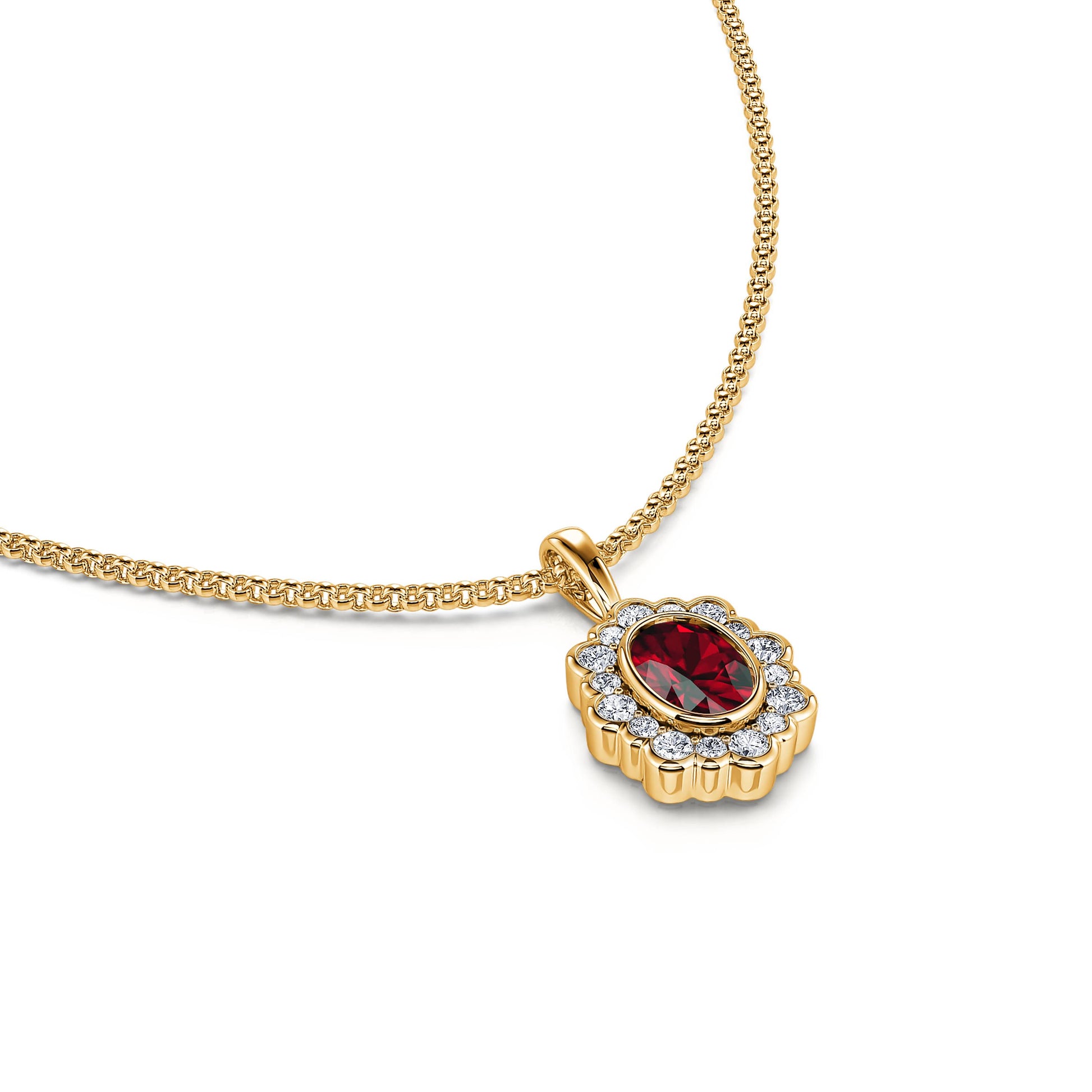 Collier or jaune rubis et halo de diamant Charlotte 3