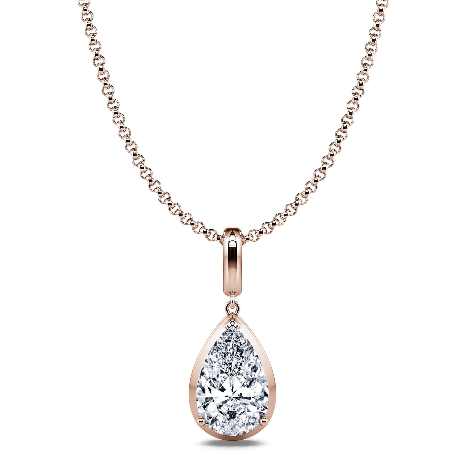 Collier or rose diamant de synthèse poire Eliana Lab 1
