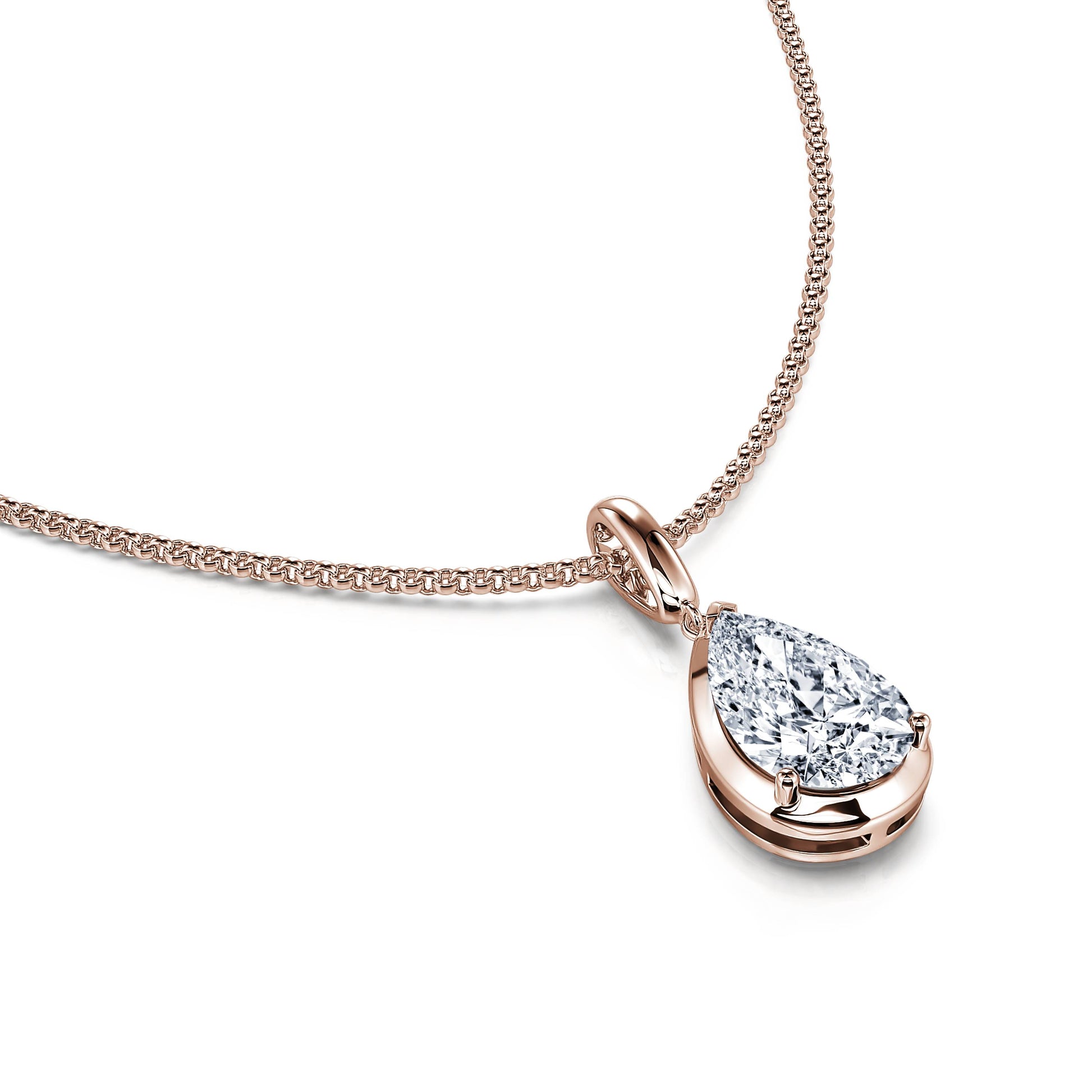 Collier or rose diamant de synthèse poire Eliana Lab 3