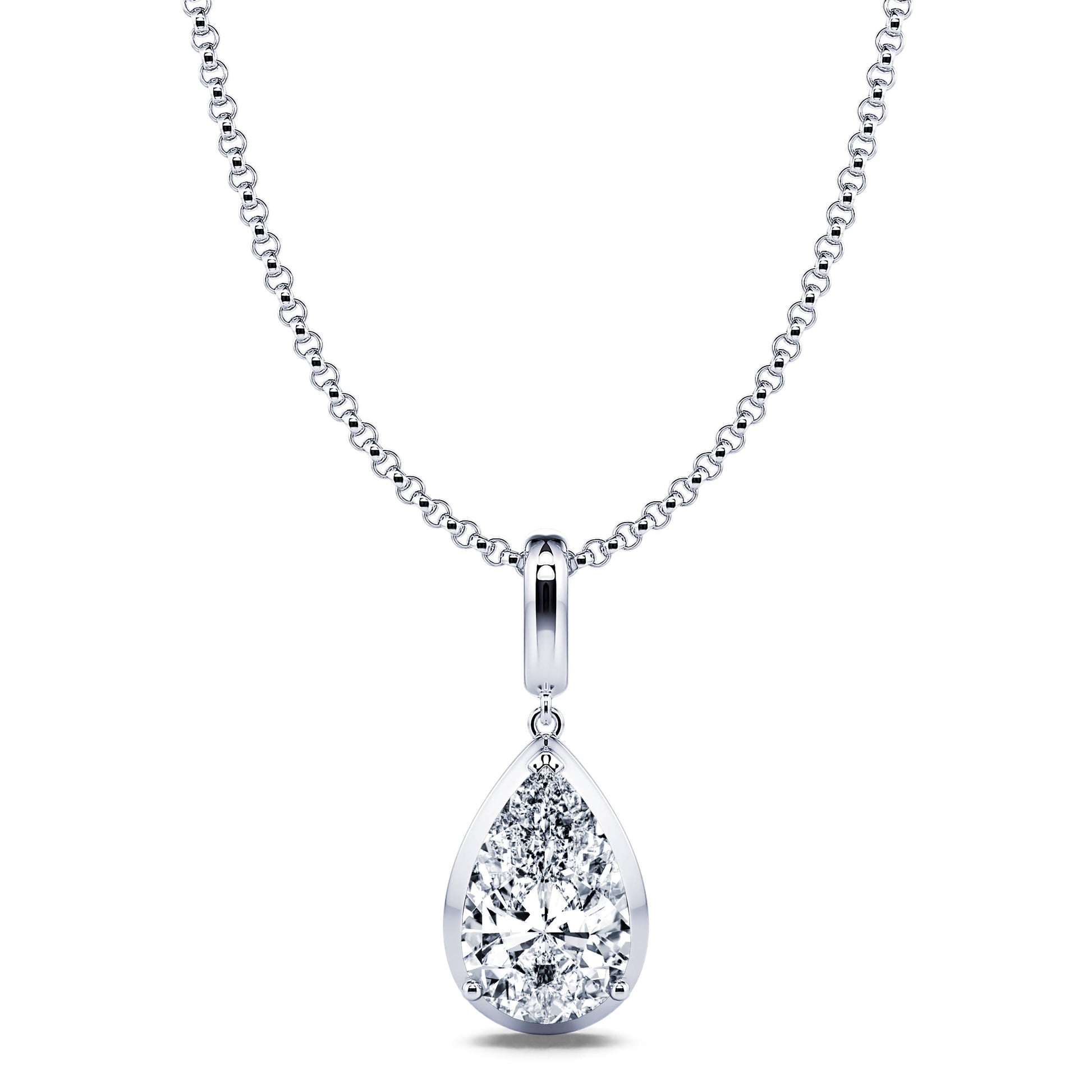 Collier or blanc diamant de synthèse poire Eliana Lab 1