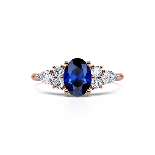 Romaine Saphir - Bague de fiançailles or rose diamants et saphir #1