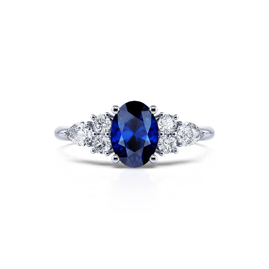Romaine Saphir&nbsp;-&nbsp;Bague de fiançailles platine diamants et saphir #1