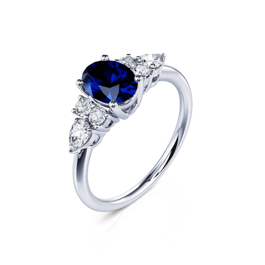 Romaine Saphir&nbsp;-&nbsp;Bague de fiançailles platine diamants et saphir #2