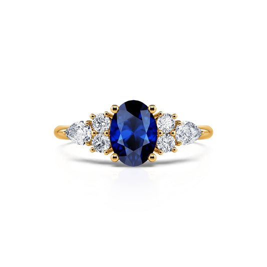 Romaine Saphir - Bague de fiançailles or jaune diamants et saphir #1