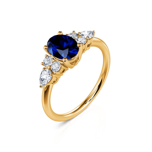 Romaine Saphir&nbsp;-&nbsp;Bague de fiançailles or jaune diamants et saphir #2