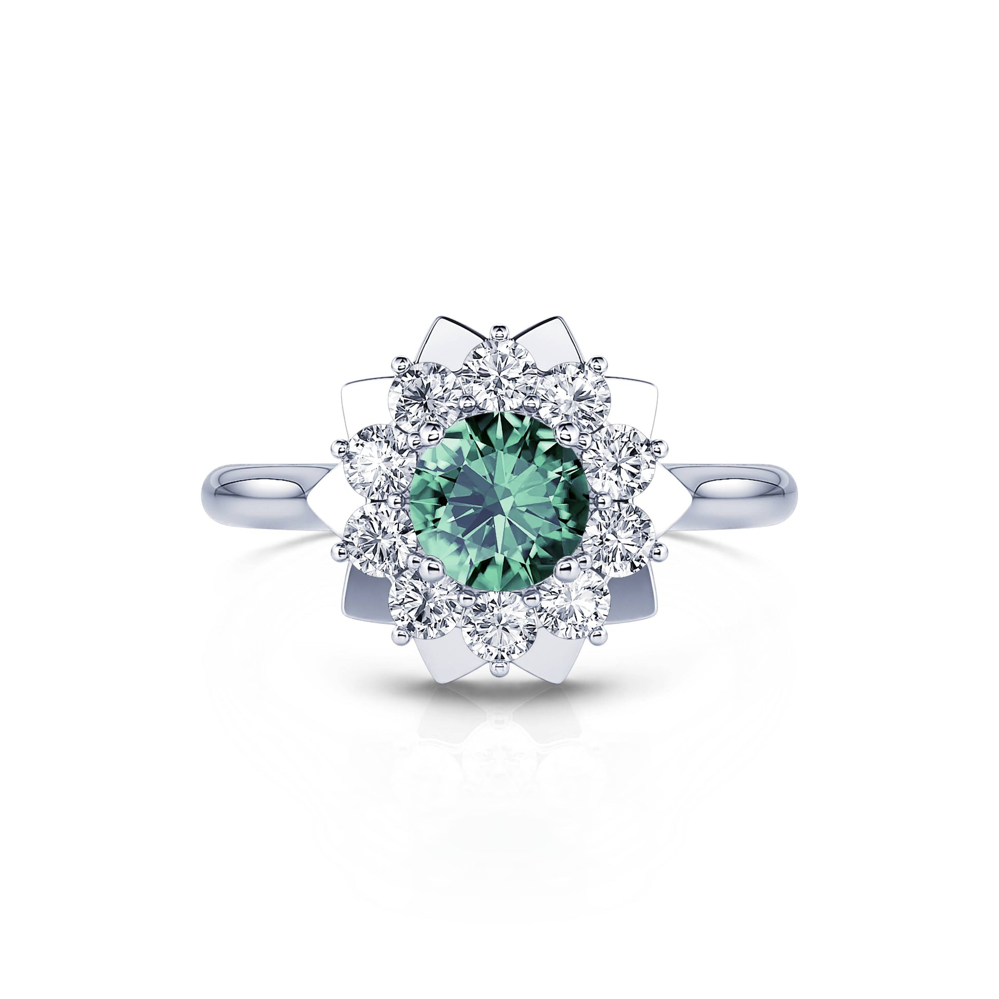 Bague marguerite saphir vert & diamants Colombine Saphir Vert 1