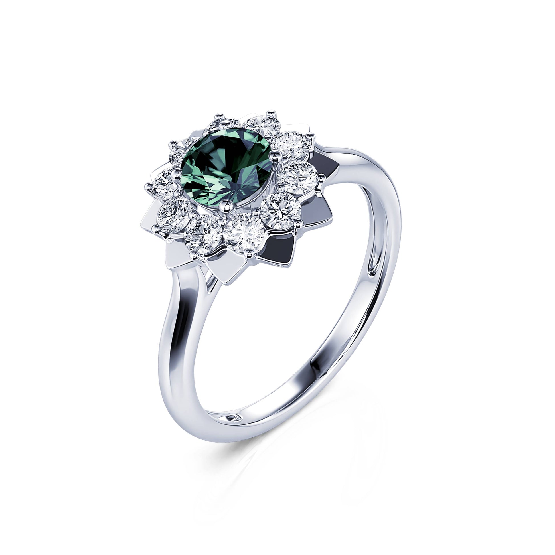 Bague marguerite saphir vert & diamants Colombine Saphir Vert 2