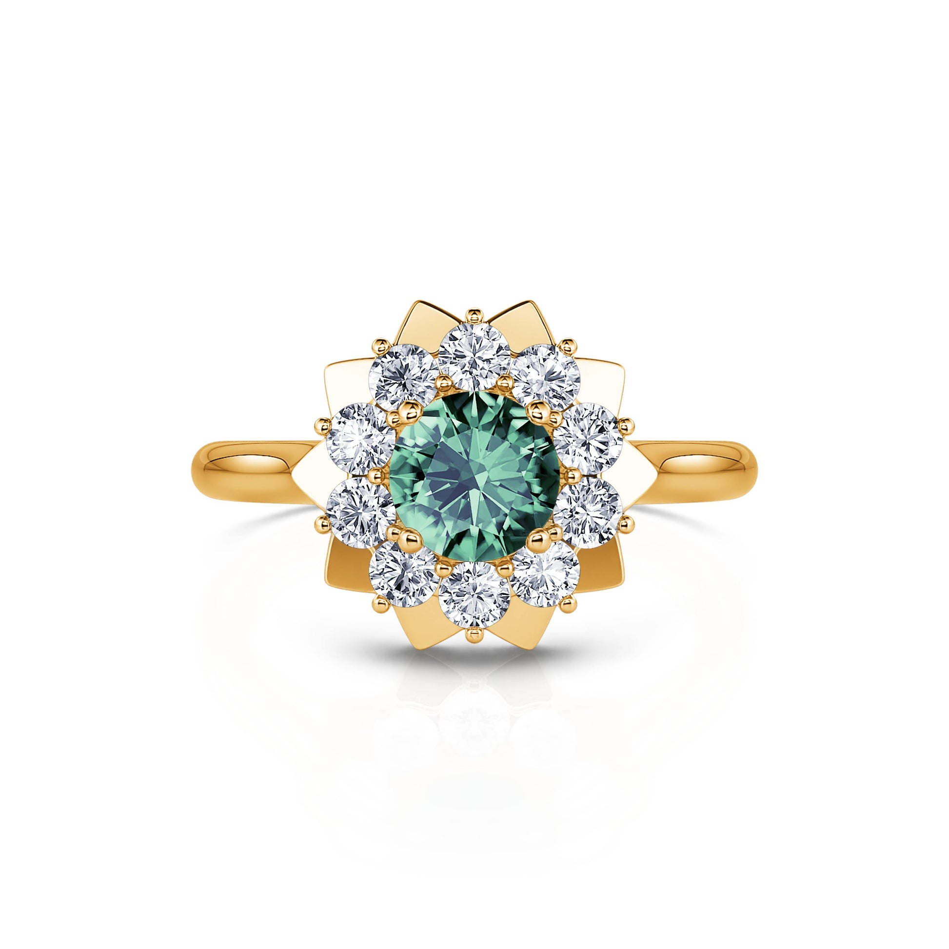Bague marguerite saphir vert & diamants Colombine Saphir Vert 1